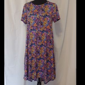 LulaRoe Carly Swing Dress Multi Print S, no pocket